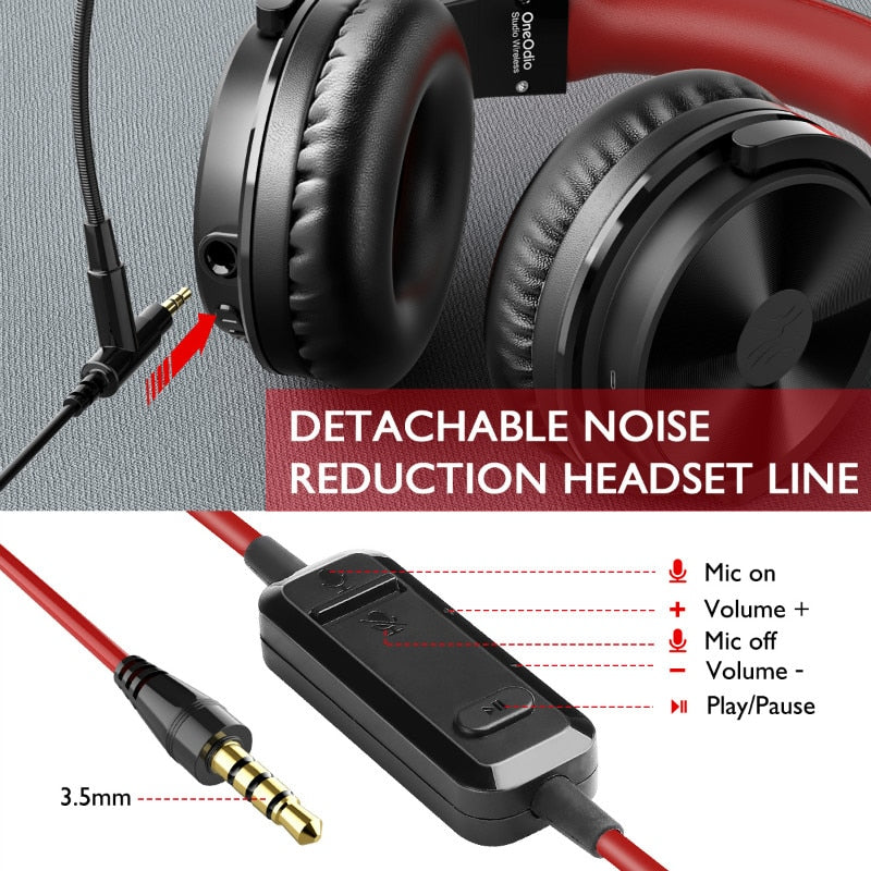 Headphones Oneodio 110h Wireless Bluetooth 5.2 Fone de Ouvido 2 em 1 com microfone