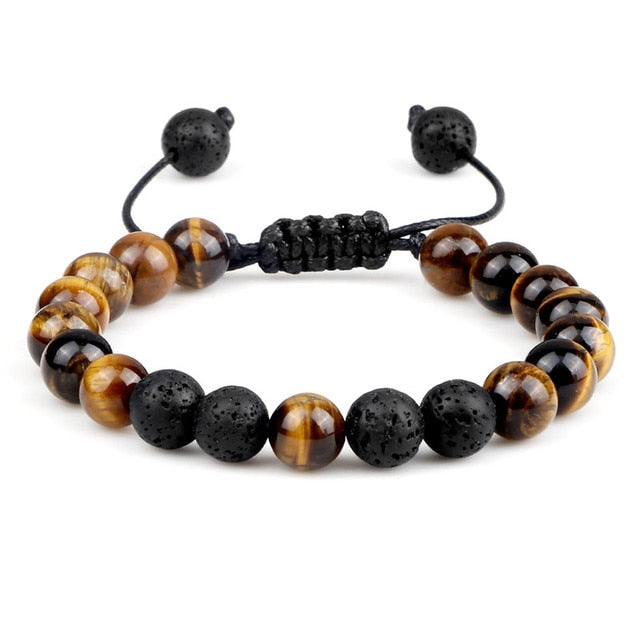 Pulseira Ajustável Olho de Tigre 8mm - cura/equilíbrio