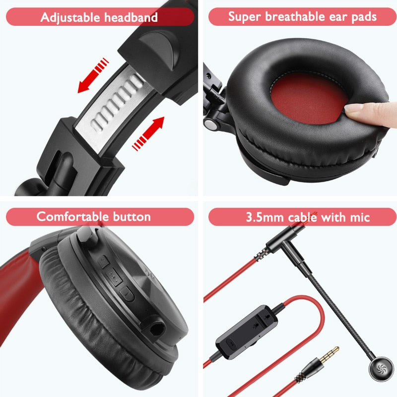 Headphones Oneodio 110h Wireless Bluetooth 5.2 Fone de Ouvido 2 em 1 com microfone