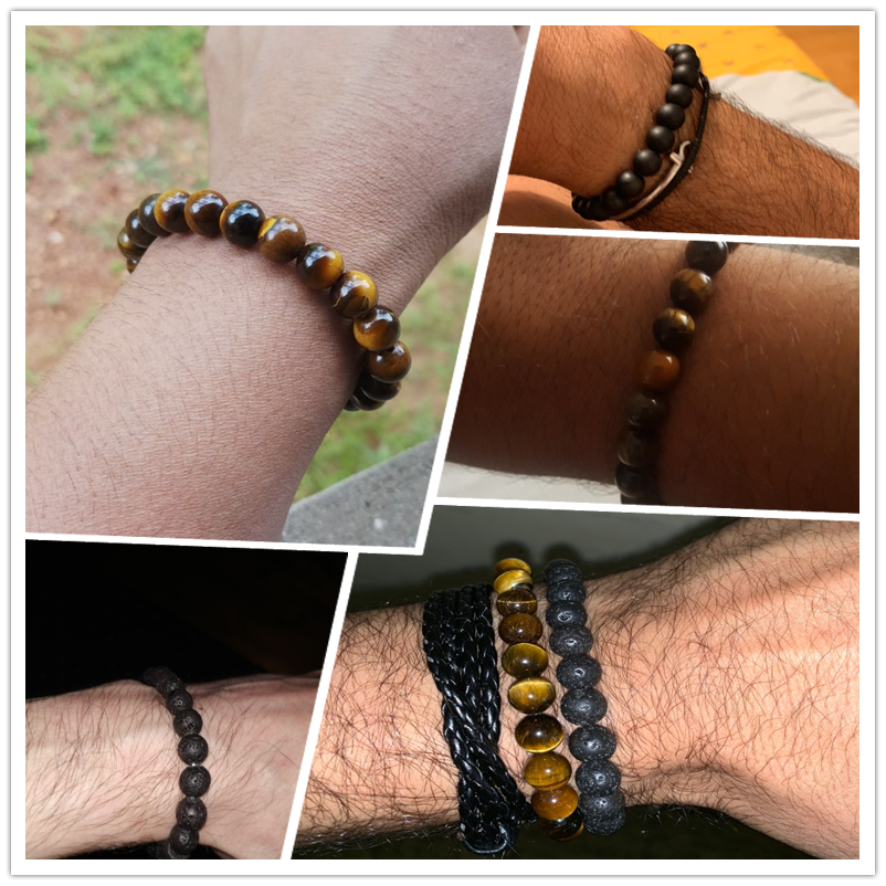 Pulseira Ajustável Olho de Tigre 8mm - cura/equilíbrio