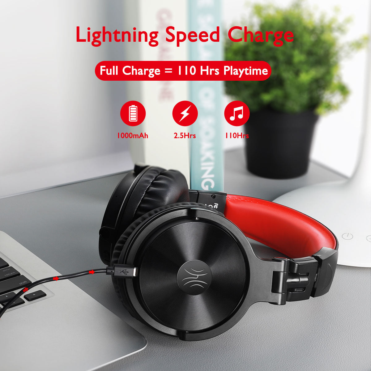 Headphones Oneodio 110h Wireless Bluetooth 5.2 Fone de Ouvido 2 em 1 com microfone