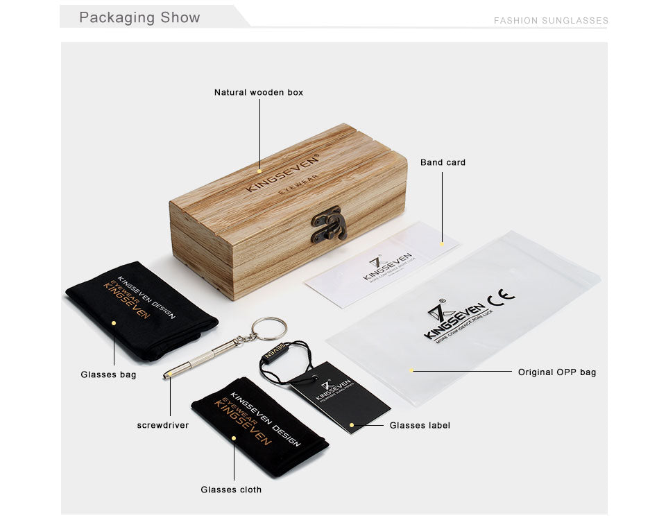 Óculo de sol KINGSEVEN com armação de madeira - Coleção Sparta