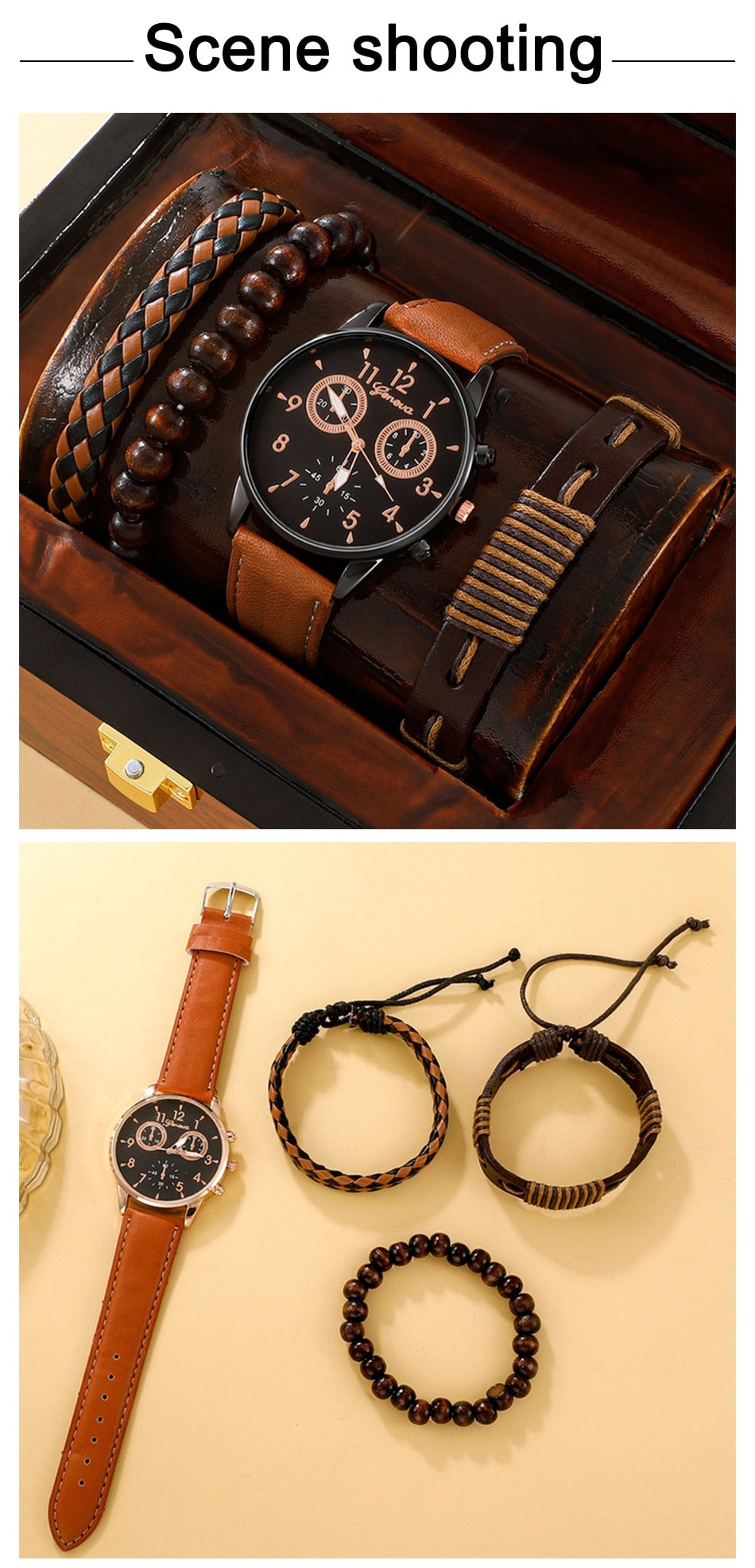 Kit Relógio e Pulseira Masculino - Coleção Atenas