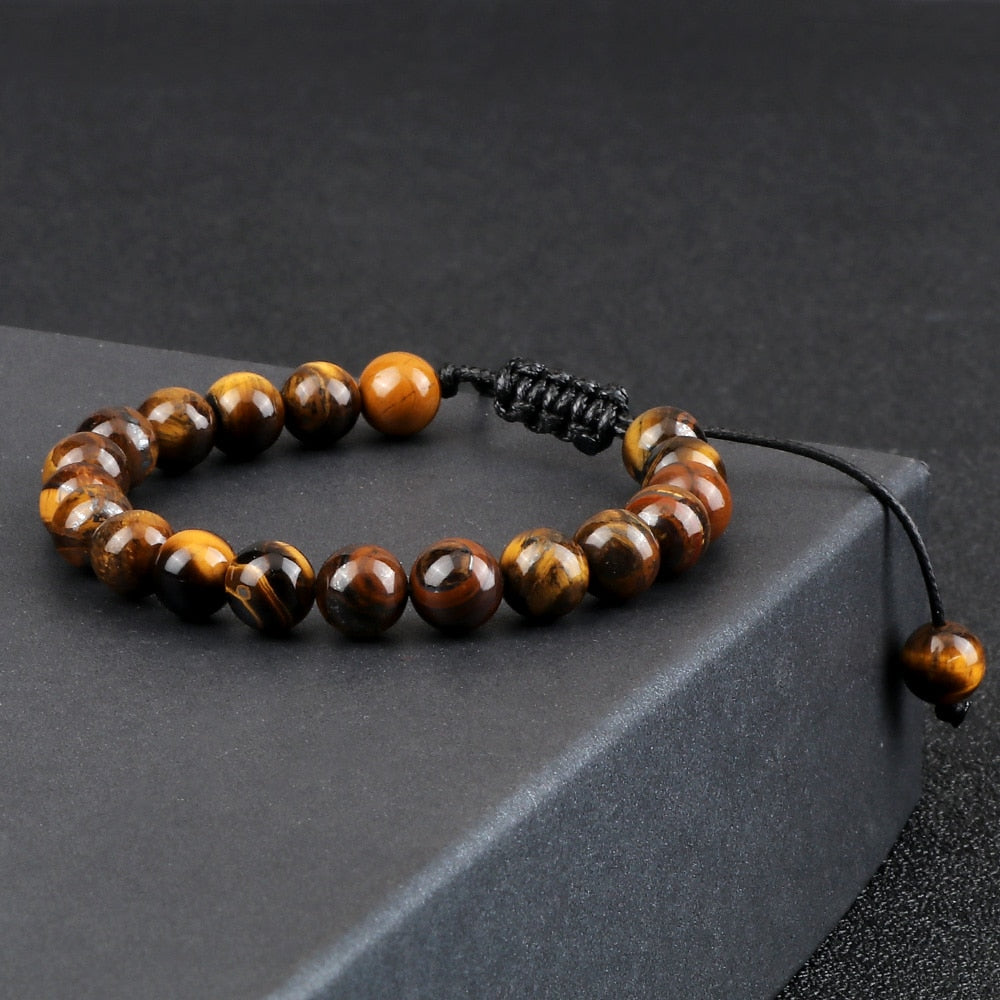 Pulseira Ajustável Olho de Tigre 8mm - cura/equilíbrio