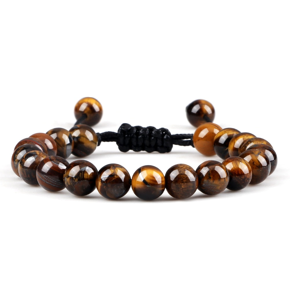 Pulseira Ajustável Olho de Tigre 8mm - cura/equilíbrio