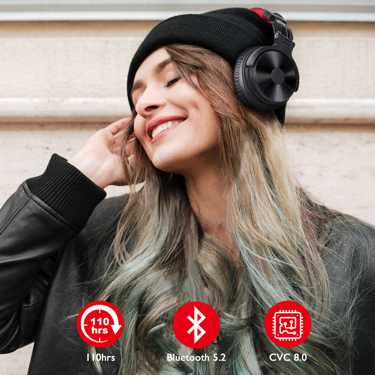 Headphones Oneodio 110h Wireless Bluetooth 5.2 Fone de Ouvido 2 em 1 com microfone