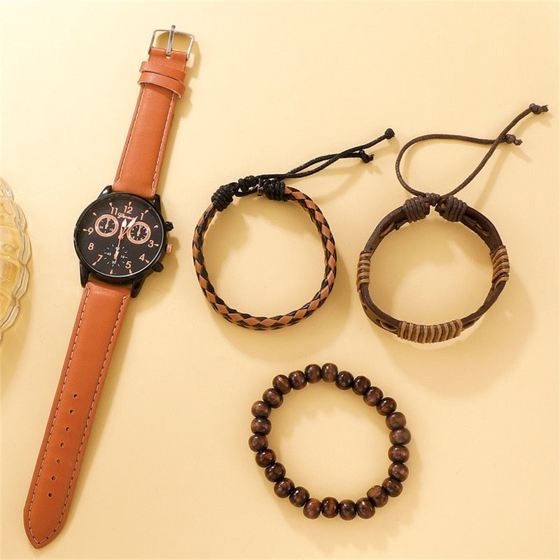 Kit Relógio e Pulseira Masculino - Coleção Atenas