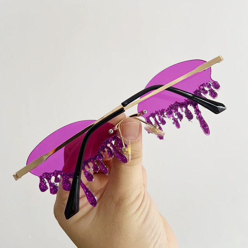 Óculos de sol oval com glitter coleção Fashion