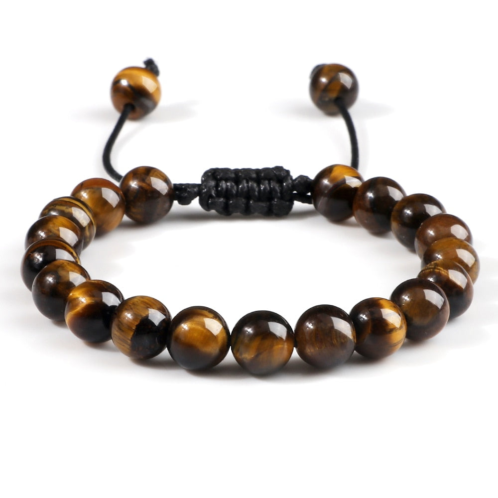 Pulseira Ajustável Olho de Tigre 8mm - cura/equilíbrio