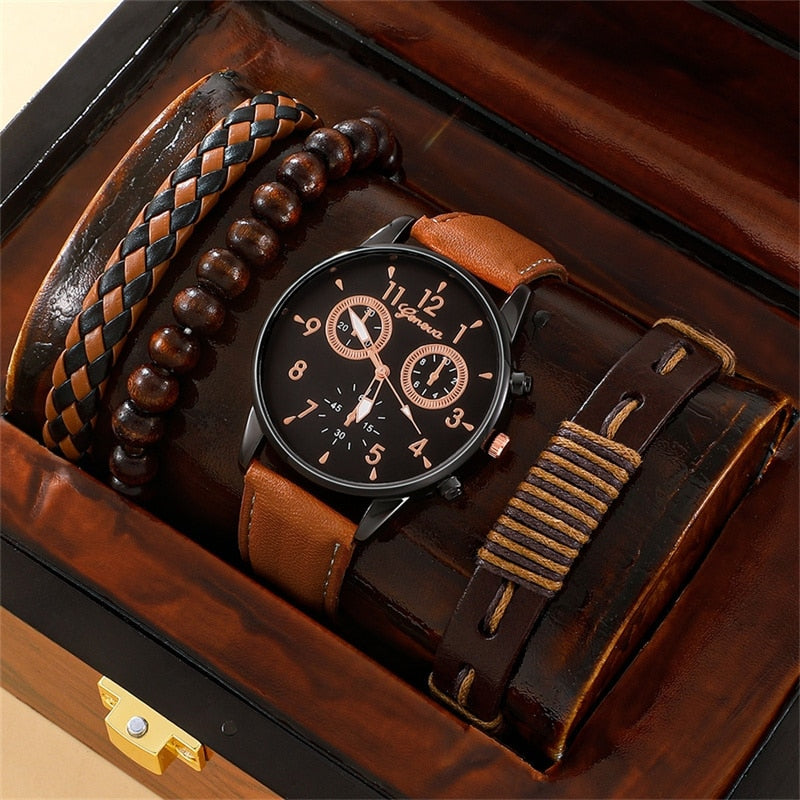 Kit Relógio e Pulseira Masculino - Coleção Atenas